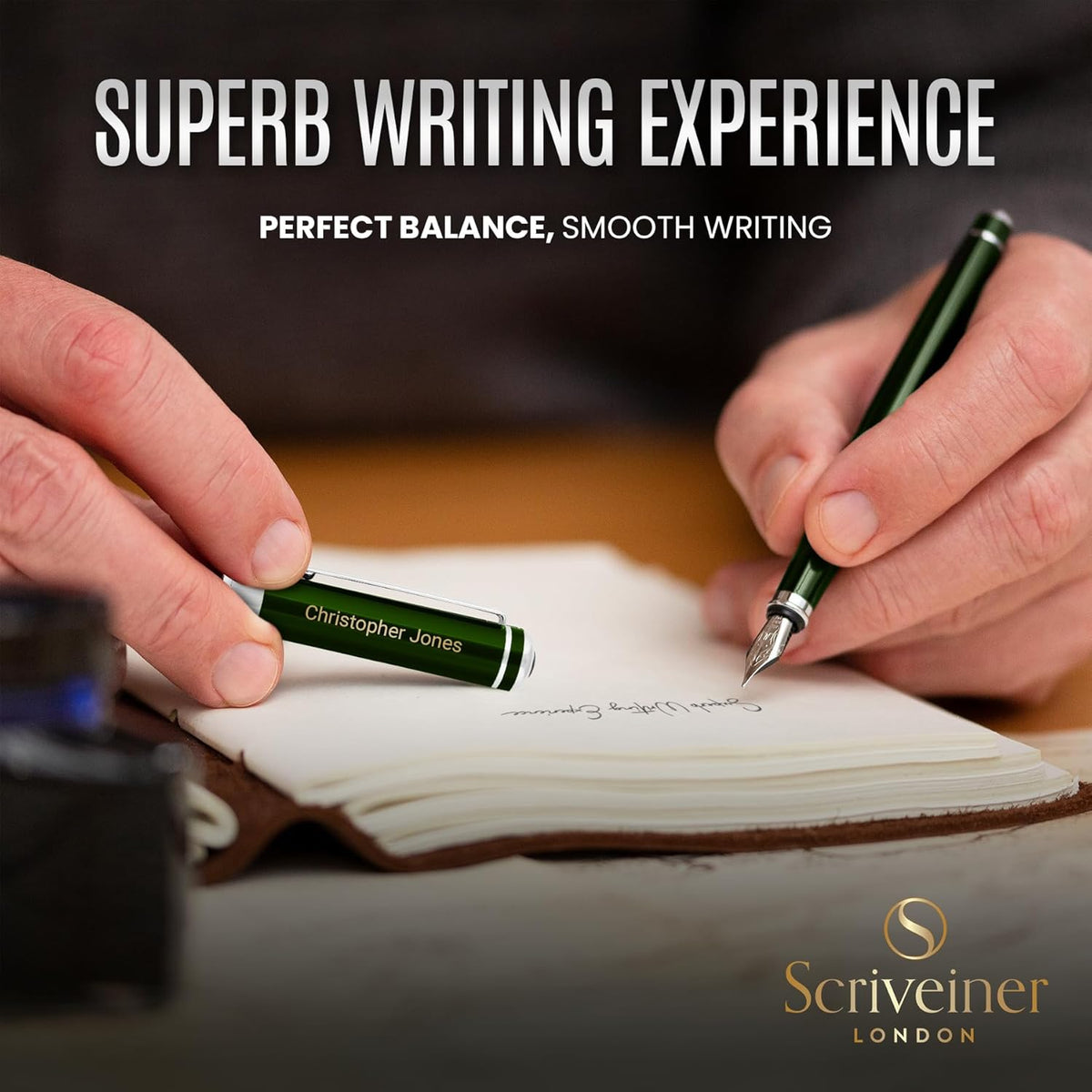 Scriveiner Personalized British Racing Green Pen - Stunning Green Lacquer Luxury Pen w/Chrome