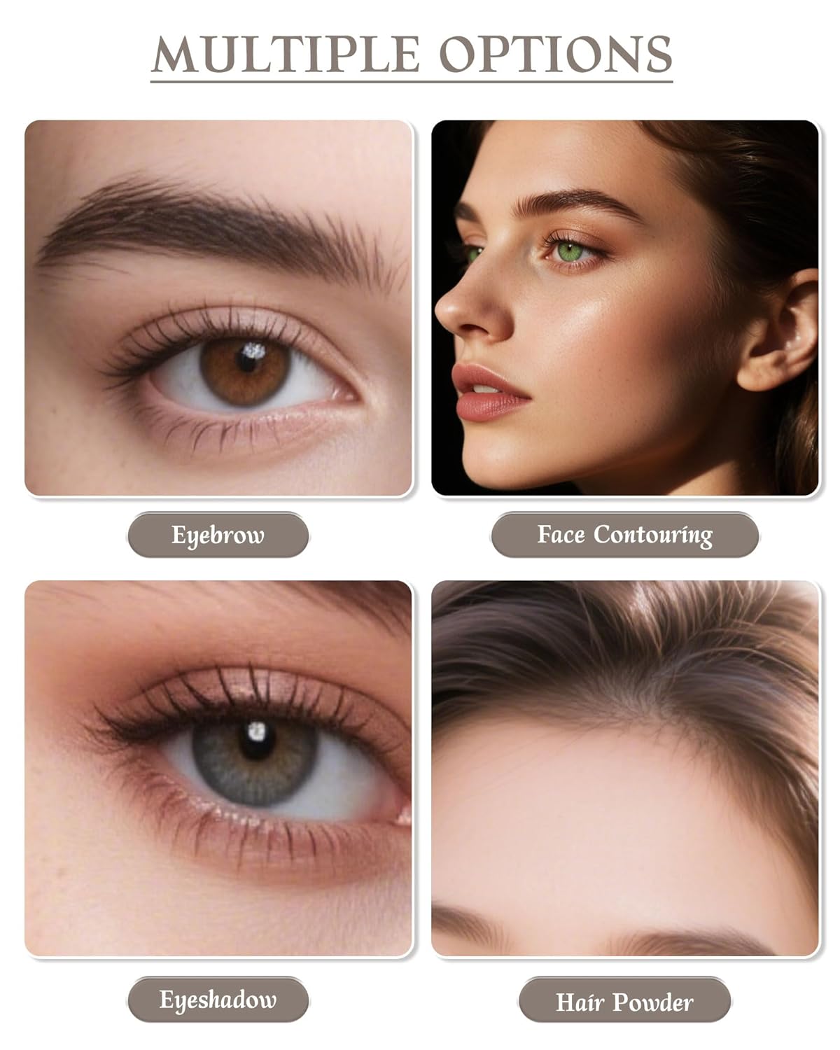 Waterproof Eyebrow Powder Kit - 3 Colors Long-Lasting Brow Powder Palette with Brush Razor &