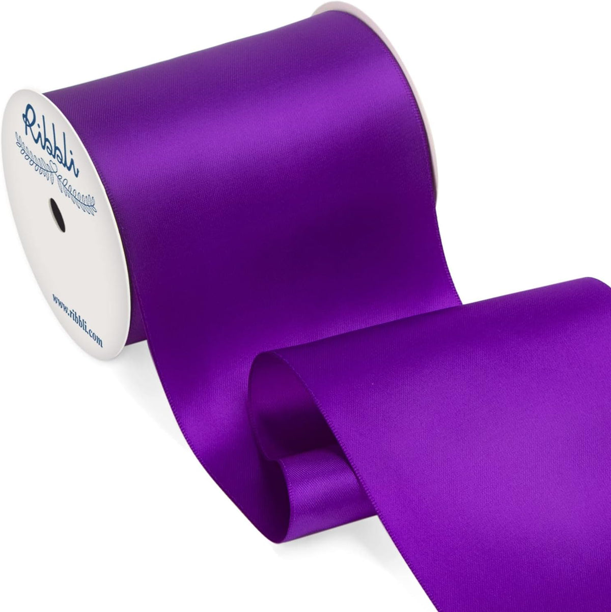 Ribbli Purple Satin Ribbon 4 Inch Wide Purple Ribbon for Wedding Chair Sash Grand Opening Ceremony