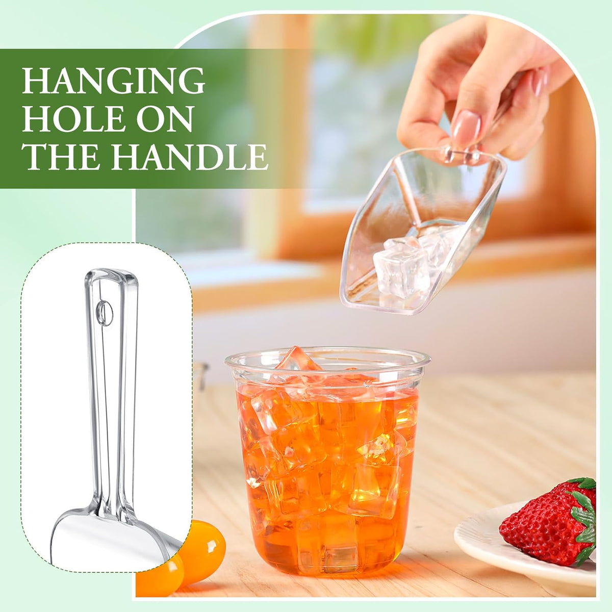 Roshtia 6 Pcs Plastic Serving Tongs Mini Kitchen Tongs Utility and Plastic Kitchen Scoops Clear Ice