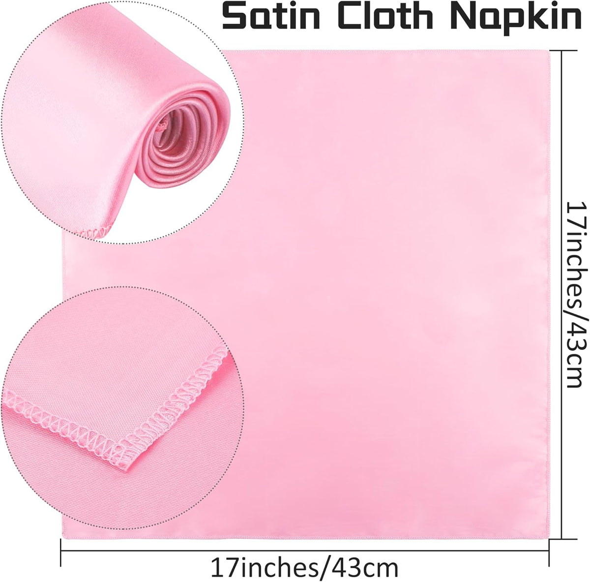 ANECO 12 Pieces Satin Napkins Soft Dinner Napkins Square Table Napkins 17 x 17 Inches for