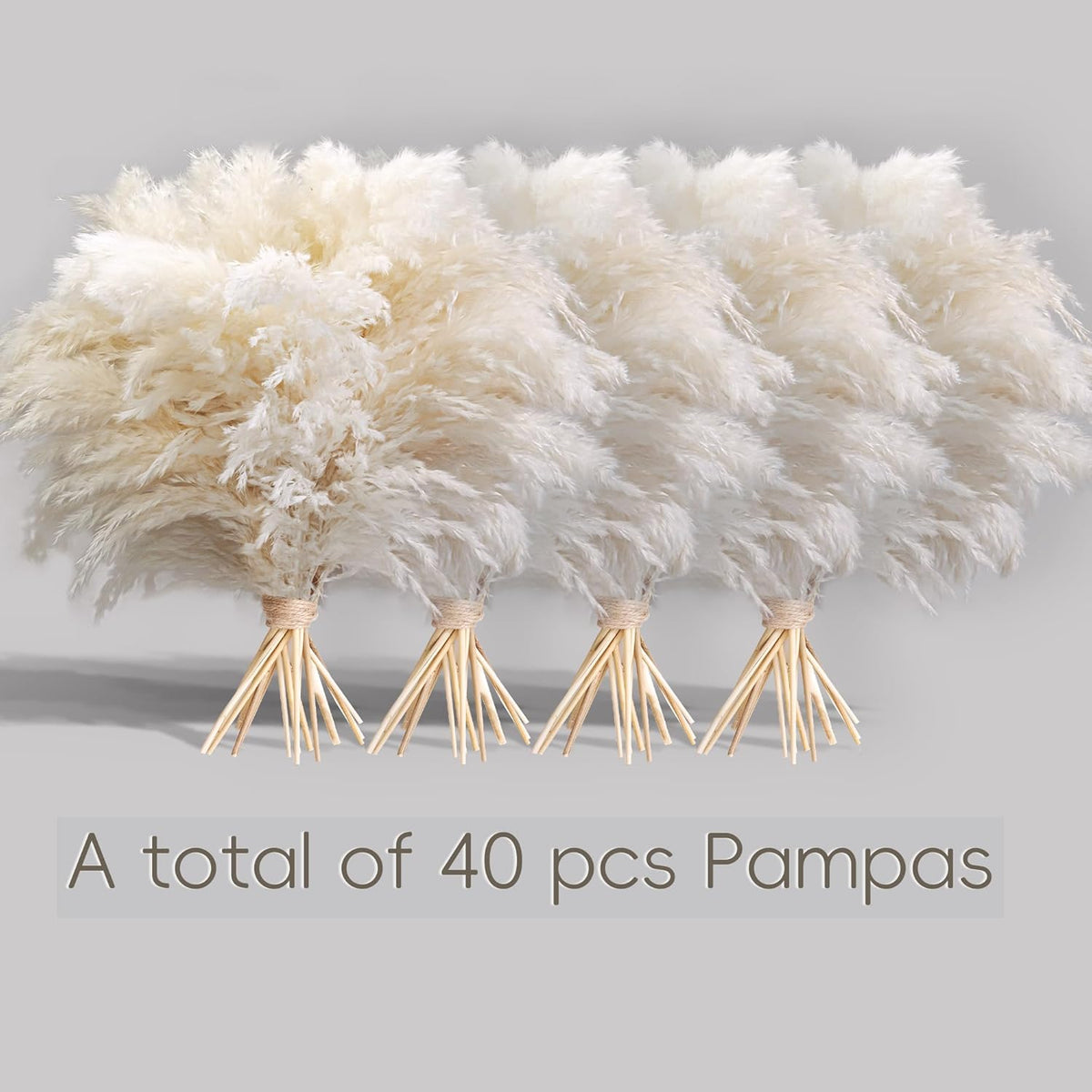40PCS White Pampas Grass for Home Decor - Elegant Boho Decor - Premium Quality Pampas Grass Stems