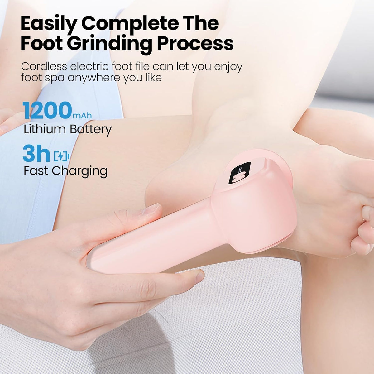 Electric Callus Remover for Feet, 2 in 1 Cordless Foot File Grinder Scrubber for Dead Skin