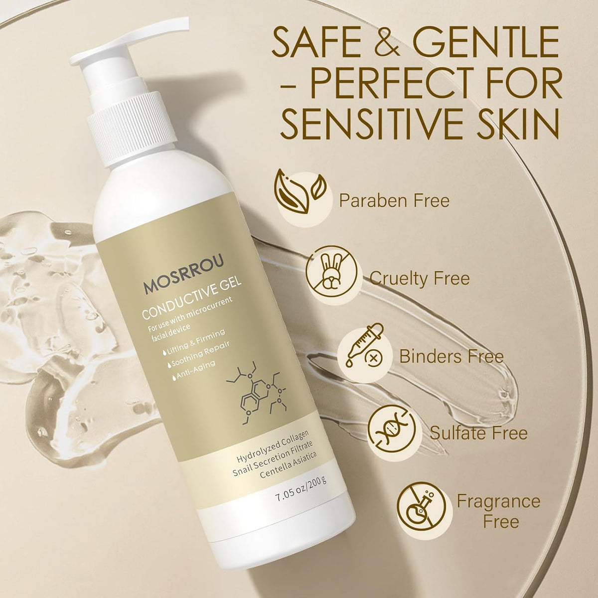Microcurrent Conductive Gel Hydrating Collagen Leave-On Primer for Face Conductivity Gel with
