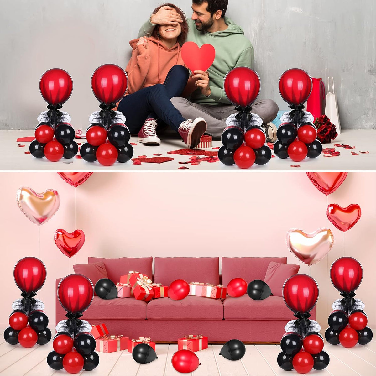 BBTO 8 Set Table Centerpieces Balloons Stand Kit, 80 Pcs Latex Balloons and Table Stand Holder with