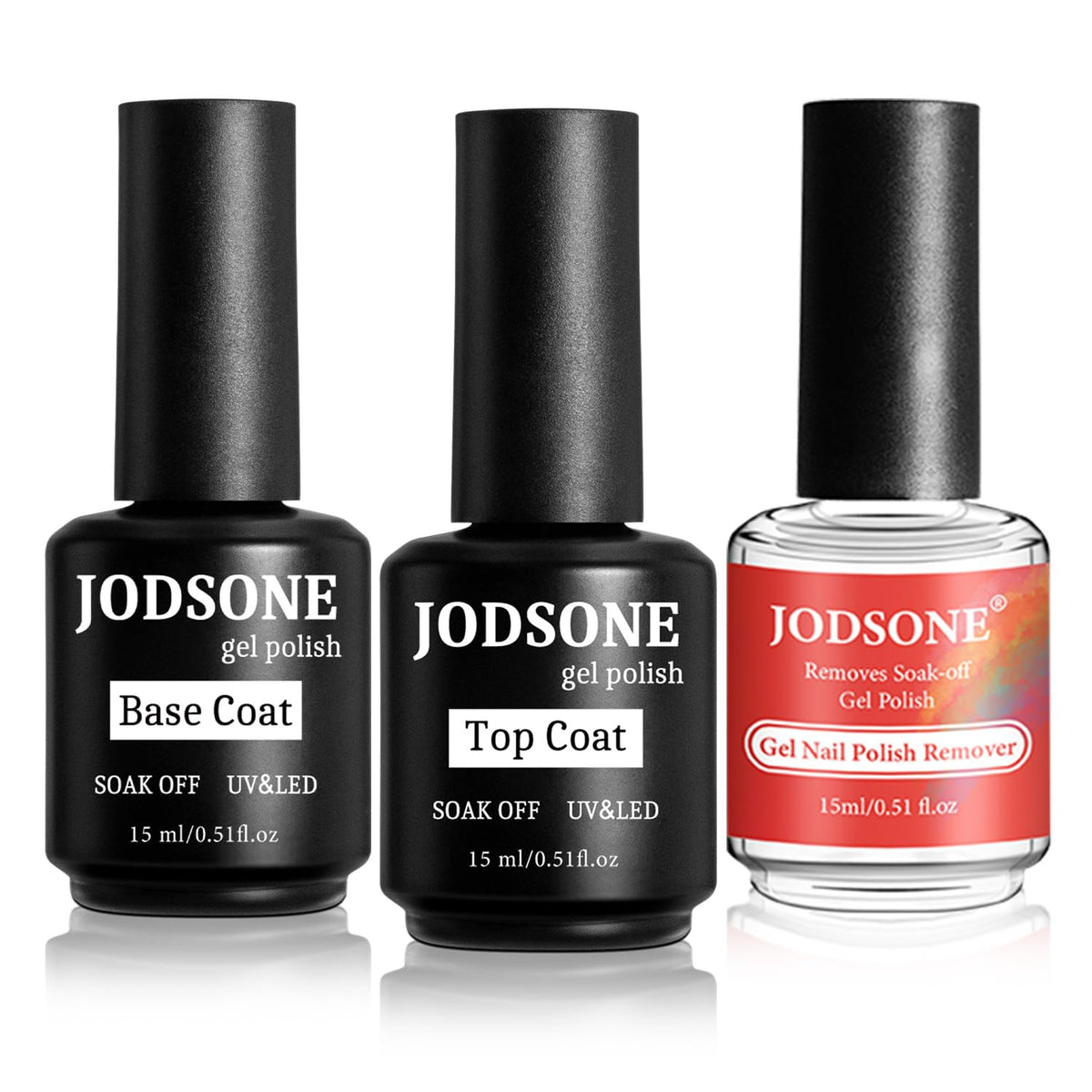 JODSONE Gel Nail Remover Quick Gel Nail Polish Remover and Base Coat Top Coat Simple Set is