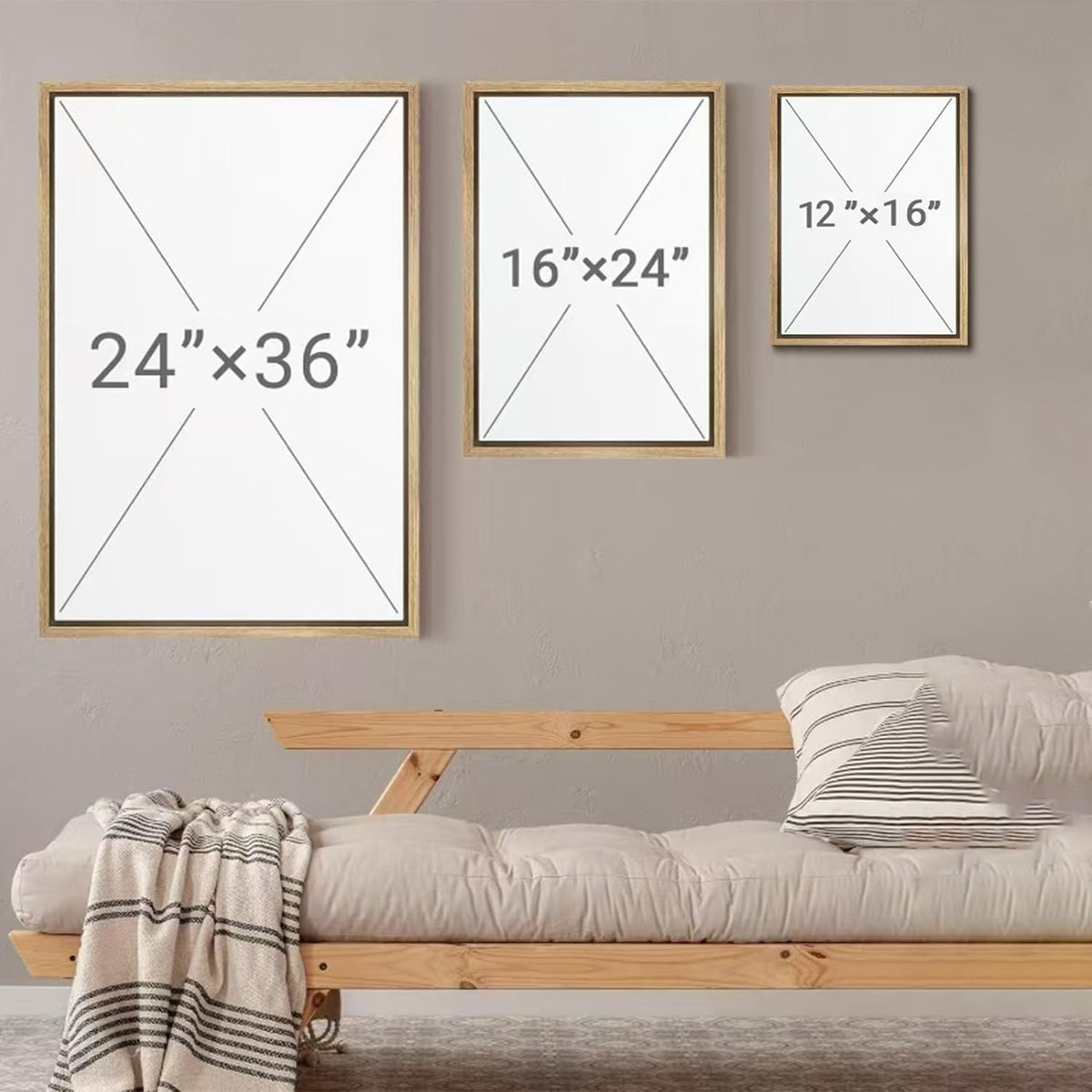 myusuar 3 Piece Large Modern Abstract Canvas Framed Wall Art For Living Room, Beige Minimalist Wall