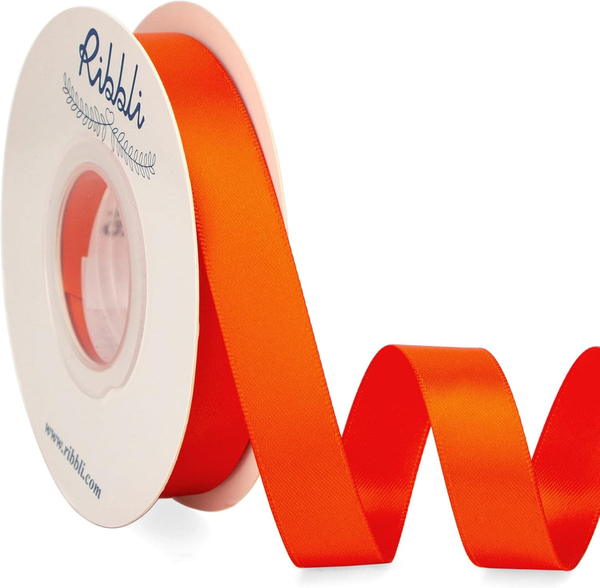 Ribbli Torrid Orange Satin Ribbon 5/8 inch x Continuous 25 Yards,Double Faced Satin Use for Craft