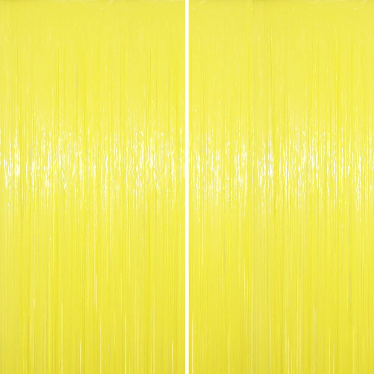 2 Pack Pastel Yellow Tinsel Foil Fringe Curtains, Yellow Party Decorations, Metallic Tinsel Party