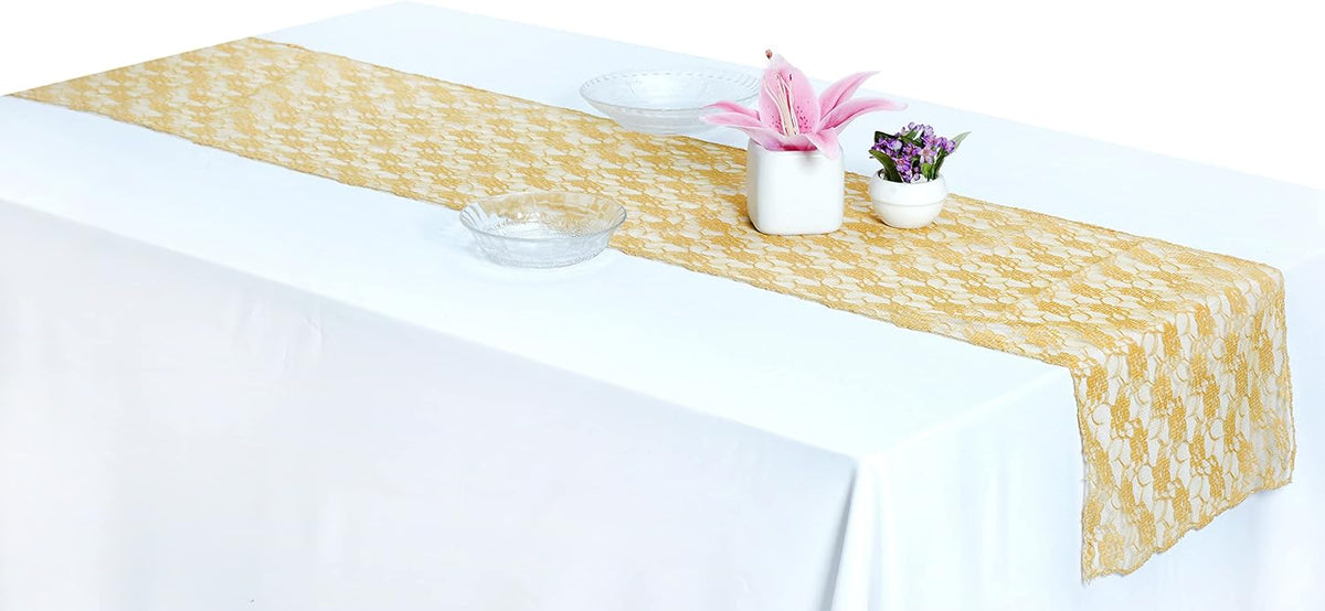 MDS Pack of 5 Wedding 12 x 108 inches Lace Table Runner for Wedding, Decorations for Birthday