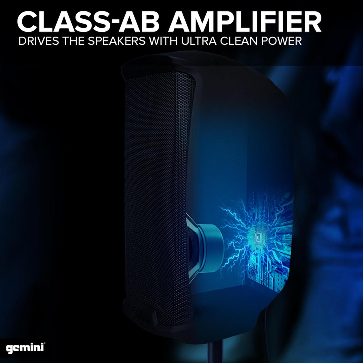 Gemini 12” 1500W Bluetooth PA Speaker with TWS Link, USB/SD/FM, Mic & Guitar Inputs, XLR/RCA/AUX