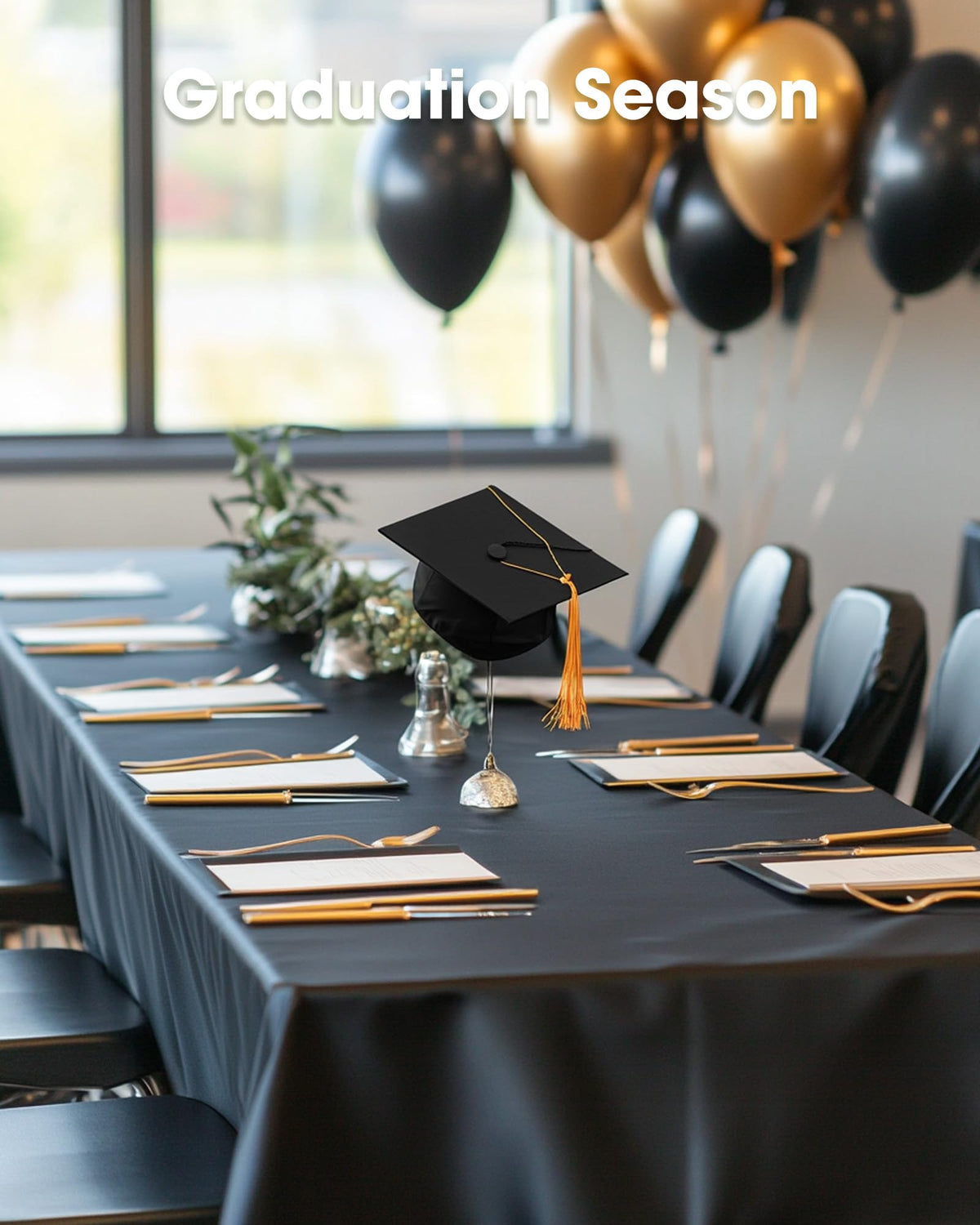 Pureegg Plastic Table Cloth Disposable 8 Pack, 54 x 108 Inch Table Cloths, Graduation Decorations
