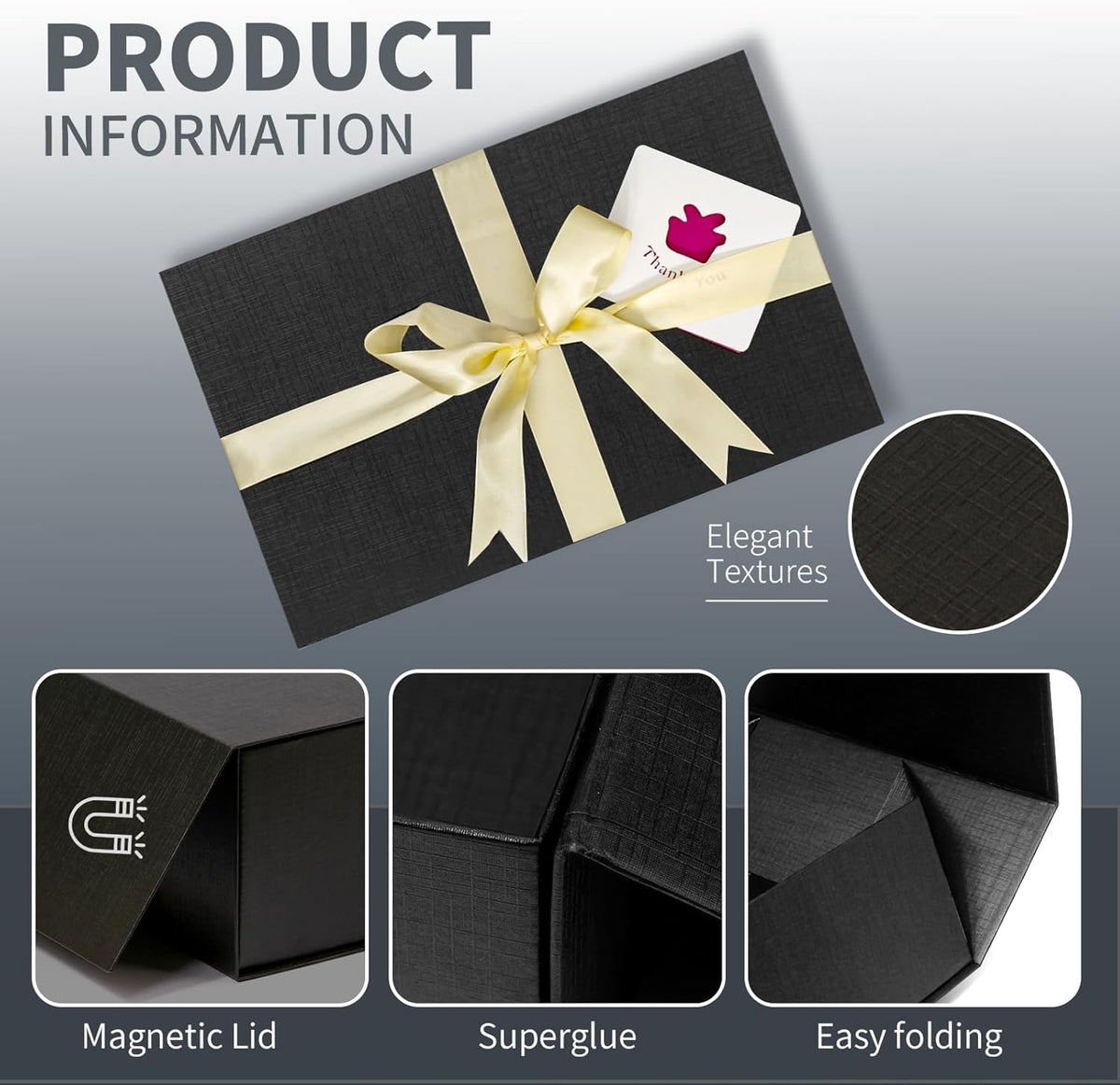 Large Black Gift Box,13.75"x9"x4.5", Gift Boxes with Magnetic Lids for Presents Closure Gift