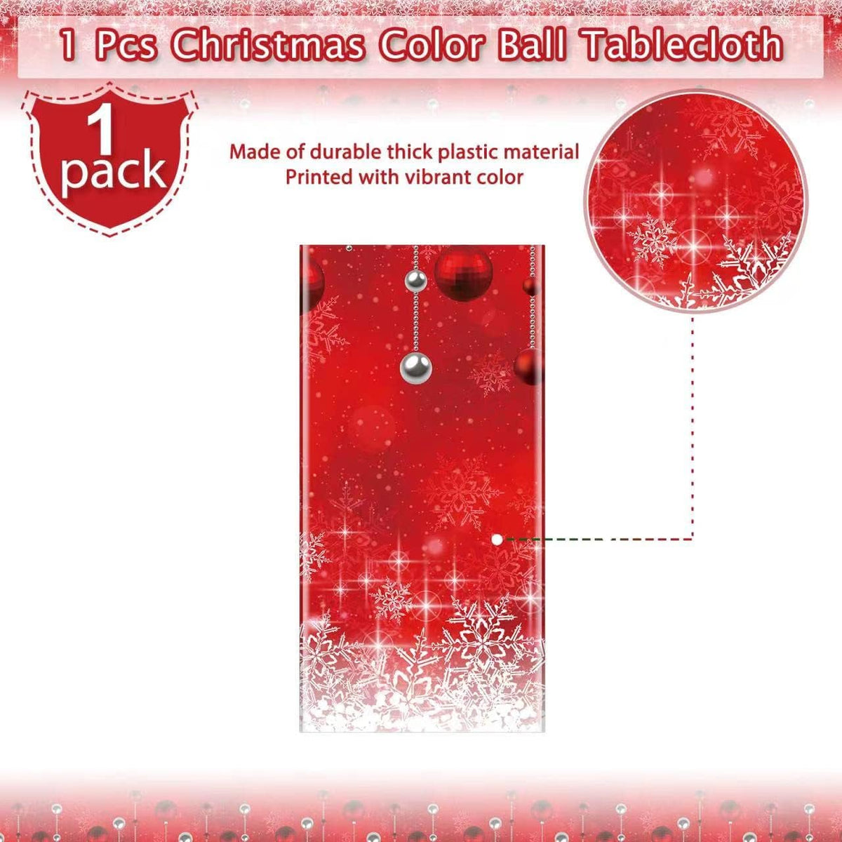 1Pieces Merry Christmas Tablecloth Plastic Christmas Tree Ball Table Cover Rectangle Winter
