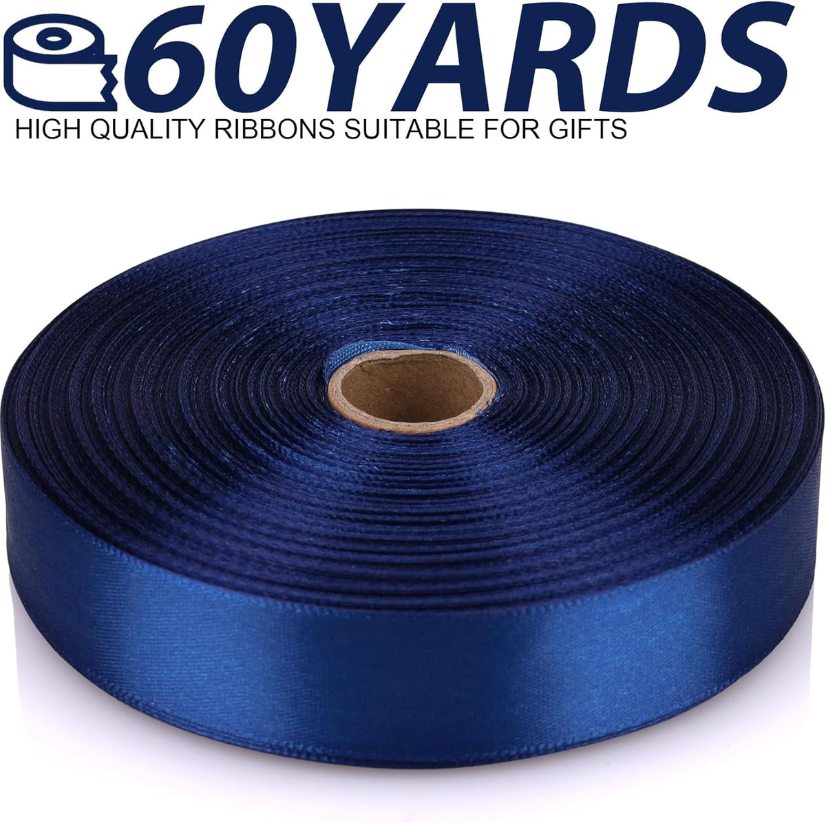 Deep Blue Ribbon 7/8 Inch 60 Yards Satin Craft Ribbon-Single Face Polyester Ribbon for Handmade