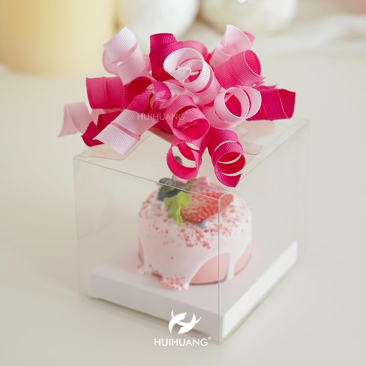 HUIHUANG Pink Bows for Gift Wrapping Self Adhesive Curly Gift Bows Fushcia/Pink/Hot Pink Bows for