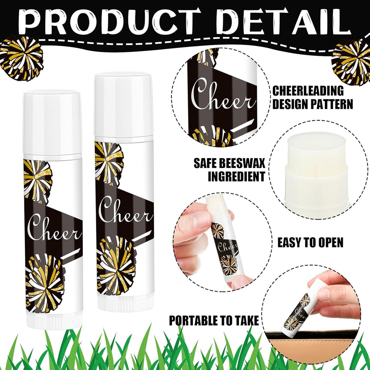 24 Pcs Cheer Lip Balm Cheer Teams Camp Gifts Pom Pom Leaders Party Favors Gear Lip Balm Mom Gift