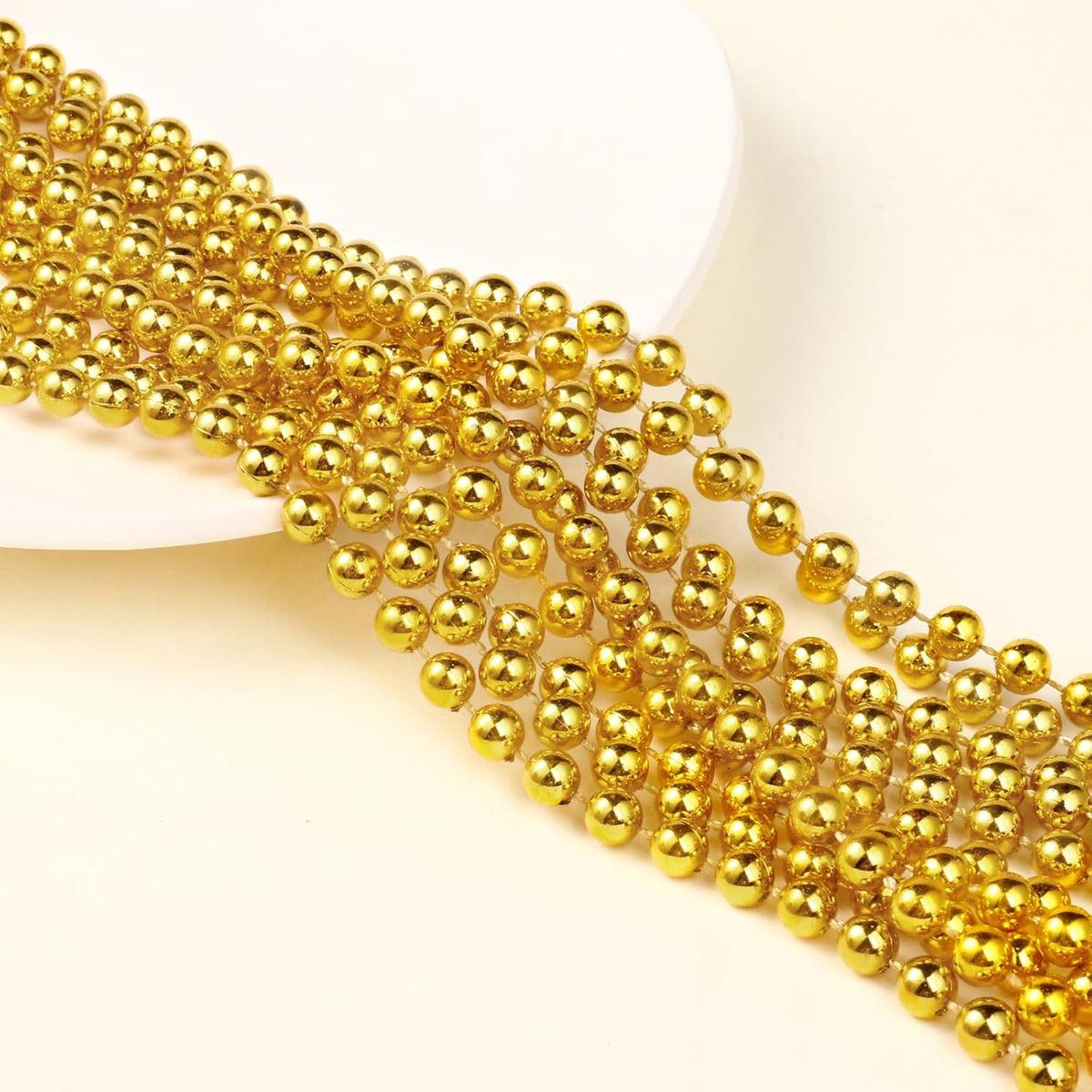 [98 Feet] Gold Pearl Beads Garland, 6MM 33 Yards Gold Faux Pearl Beads String Roll Bulk for DIY