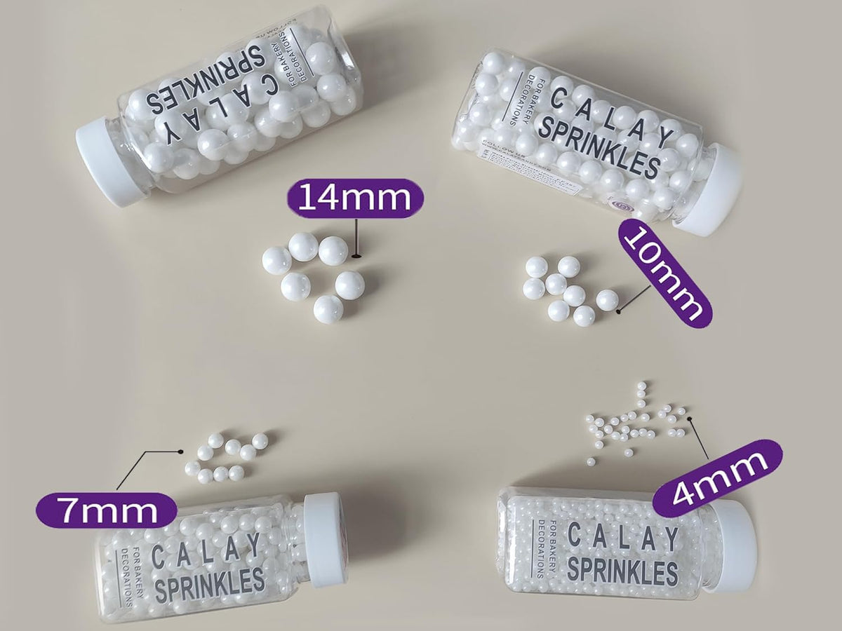 Edible White Pearl Sugar Sprinkles 3.53 oz, 7mm Candy Pearls Ideal for Baking, Cake and Cupcake