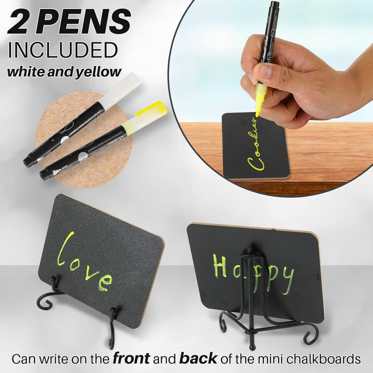 Mini Chalkboard Signs for Food Labels for Party Buffet, Small Place Cards or Name Tags with Iron