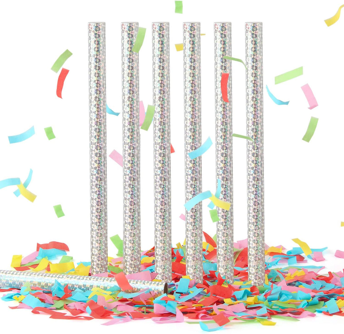 BATTIFE 7Pack Confetti Wands, Colorful Tissue Paper Flick Flutter Sticks, Confetti Shoots Poppers
