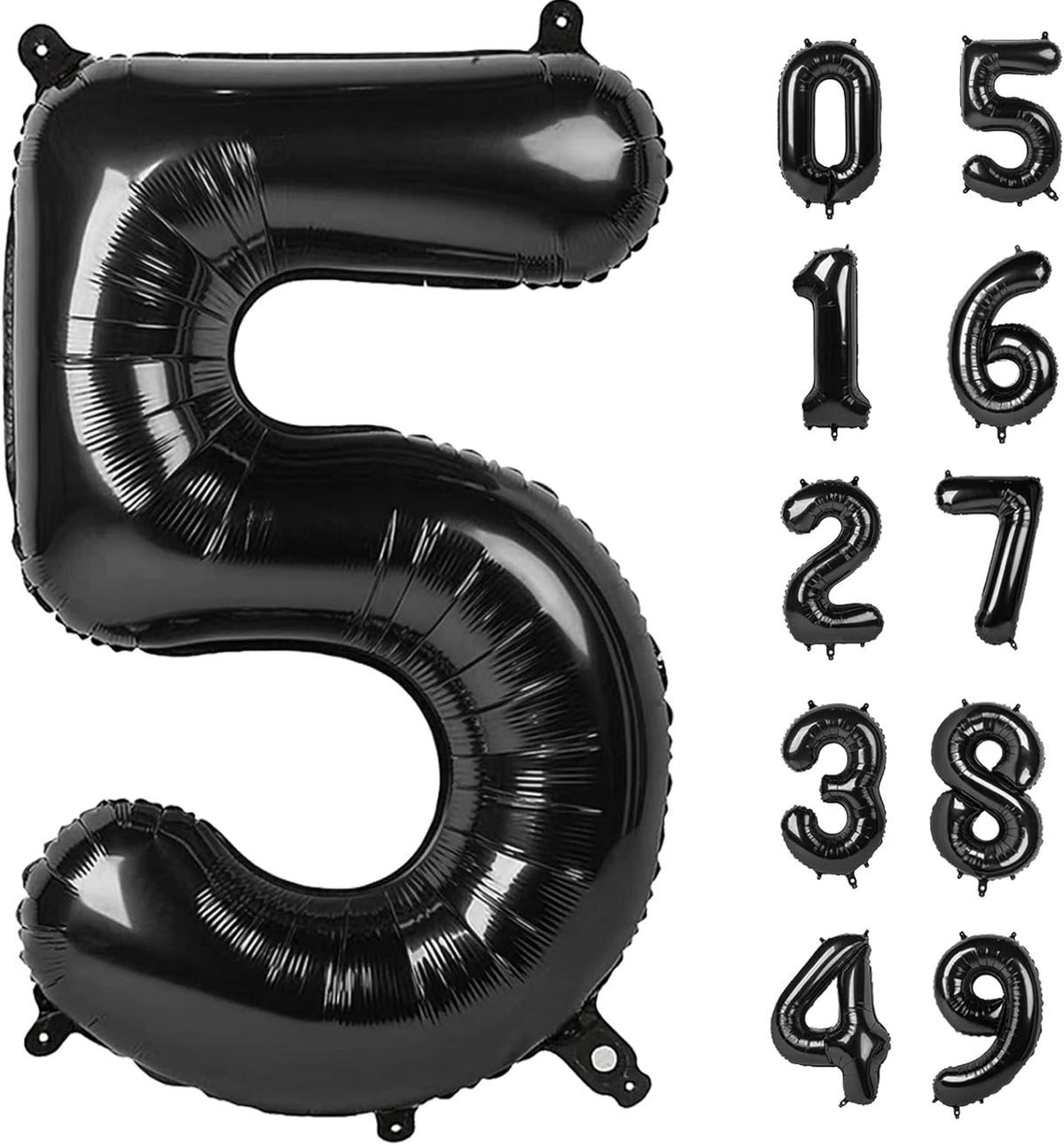 40 Inch Black Number Balloon 0-9(Zero-Nine), Big Size Happy Birthday Balloon, Foil Helium Big