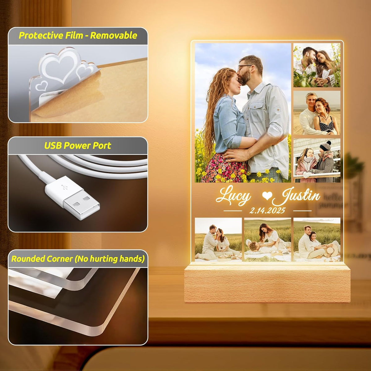 Personalized Anniversary Birthday Gifts for Women and Men, Custom Picture Frames with Photos