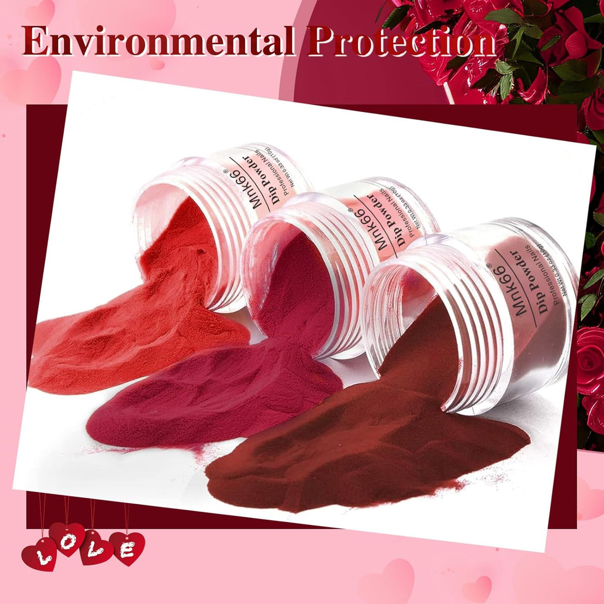 6 Colors Dip Powder Set, Hot Pink Red Dipping Powder Color Set, Glossy Nail Art Manicure DIY Salon