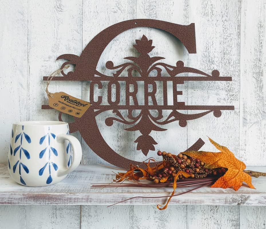 RealSteel Metal Split Letter Monogram – Personalized Last Name Sign for Home & Outdoor Décor