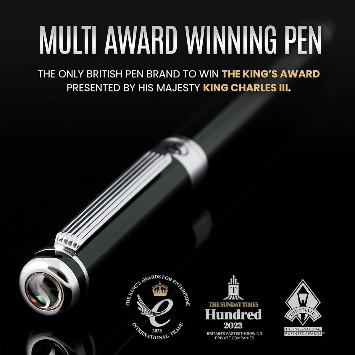 Scriveiner Black Green Fountain Pen - Stunning Luxury Pen with Chrome Finish, Schmidt Nib (Medium)