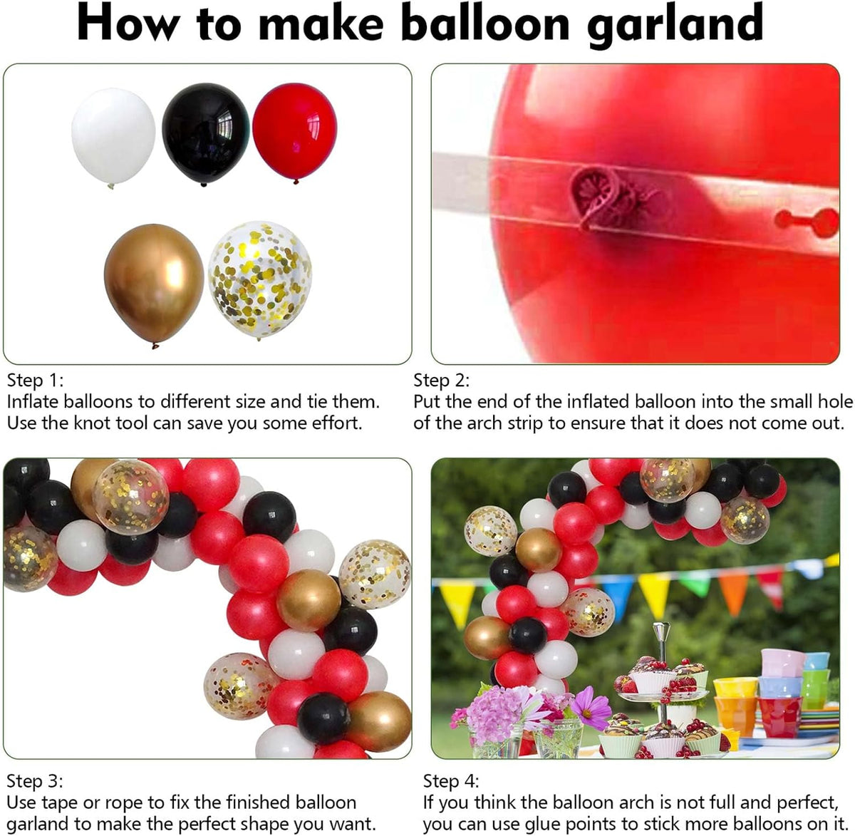 DIY Balloon Arch & Garland Kit, 113Pcs Party Balloons Decoration Set, Gold Confetti Balloons & Gold