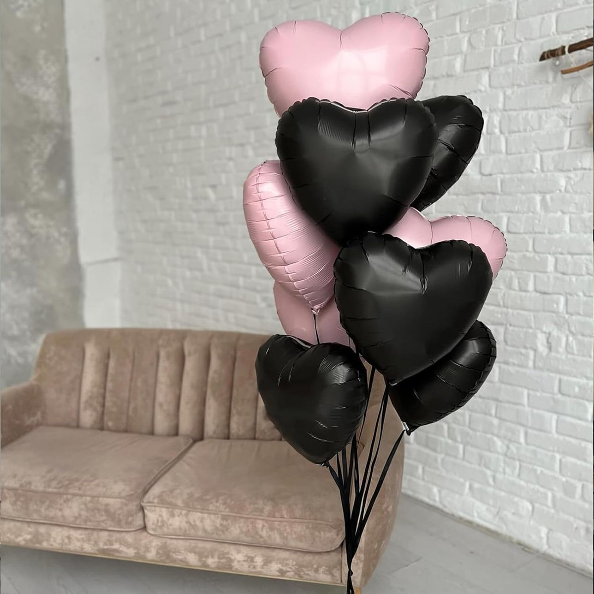 Black Heart Balloons,10Pcs Black Foil Heart Shaped Love Balloons,18Inch Helium Polyester Film