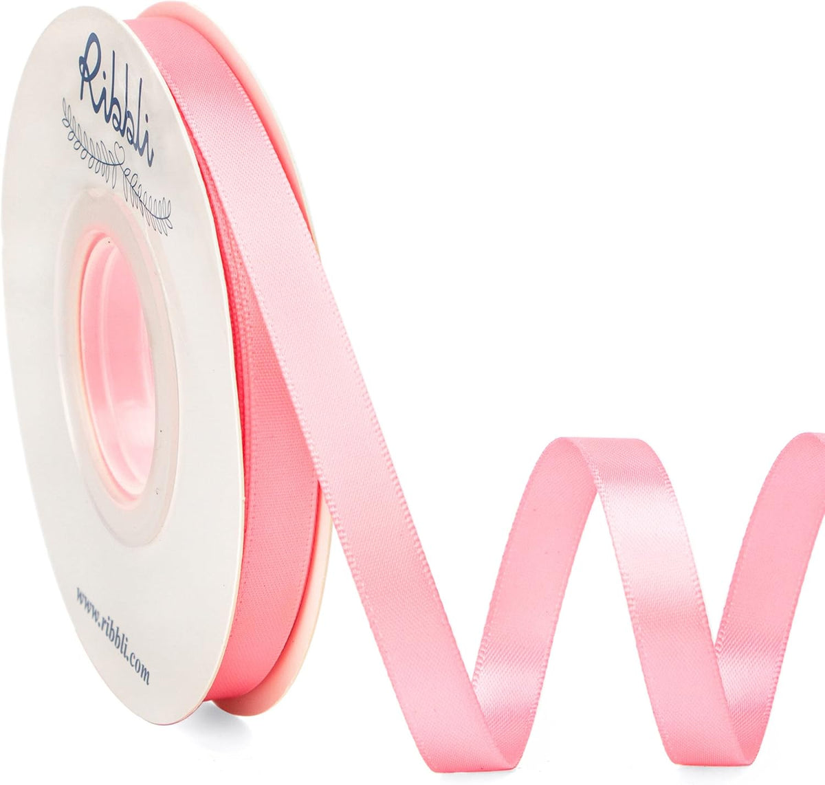 Ribbli Double Faced Pink Satin Ribbon,3/8” x Continuous 25 Yards,Use for Bows Bouquet,Gift