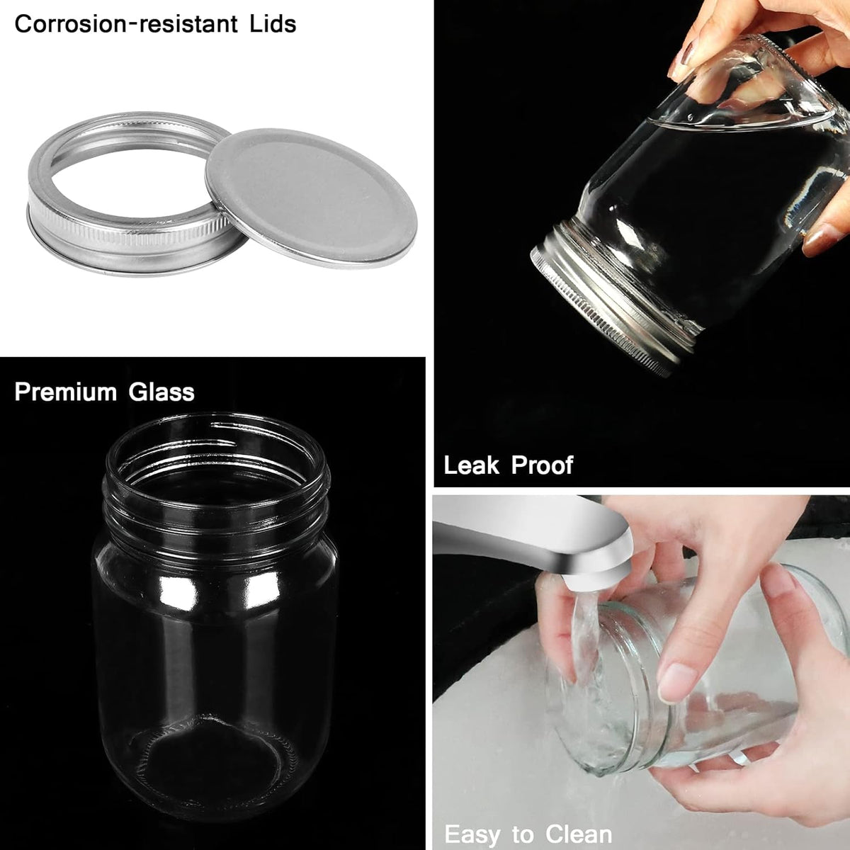 12 oz Glass Mason Jar, 20 Pack 360ml Canning Jars with Regular Mouth Lids, Glass Jars Storage