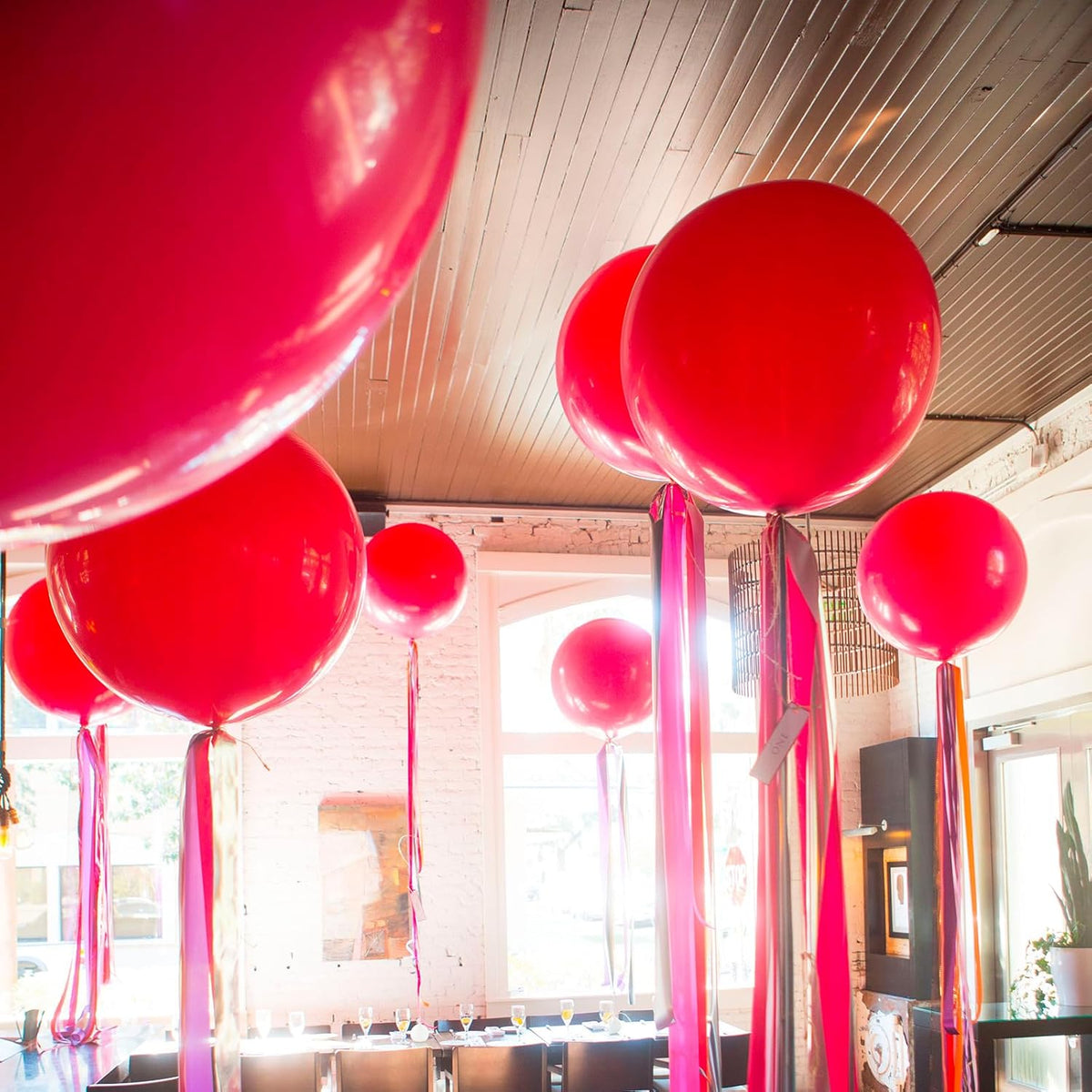 Giant 36 inch Jumbo Red Balloons - 4pcs Latex Balloons for Birthday, Wedding, Photo Shoot