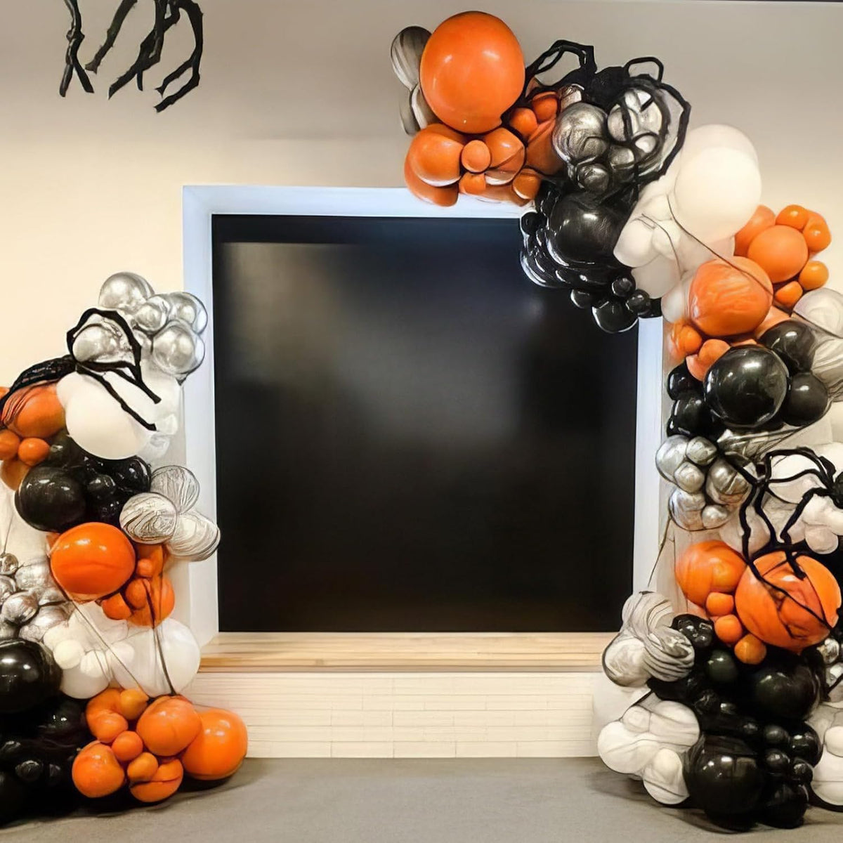 Black Orange Silver Balloons, 50pcs Black Orange Balloons, Metallic Silver Matte Orange Black