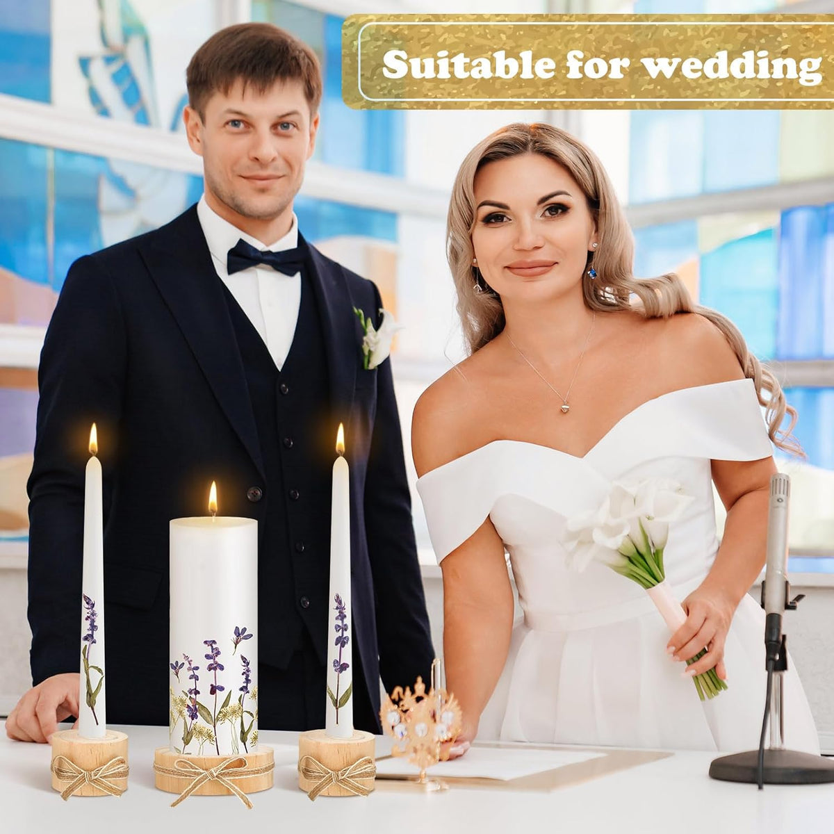 Irenare Unity Candles with Holder for Wedding Ceremony Wedding Decortions Accessories Glass Candle