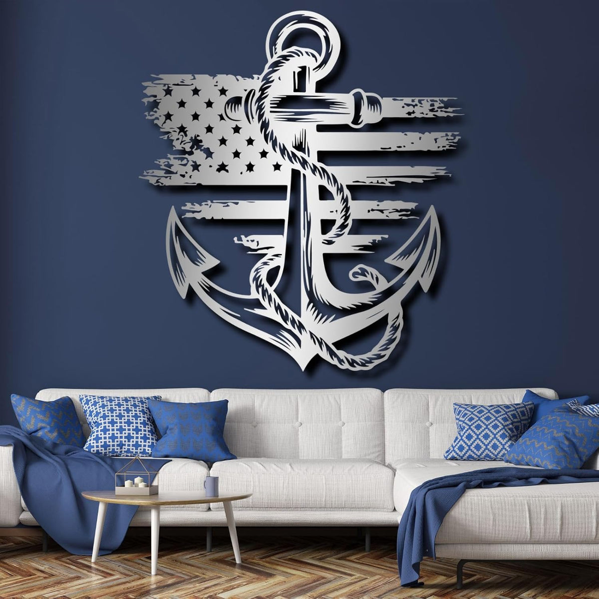 lunwall Metal Anchor Wall Decor, Anchor Metal Sign, Metal Anchor Decor, Anchor Metal Wall Art