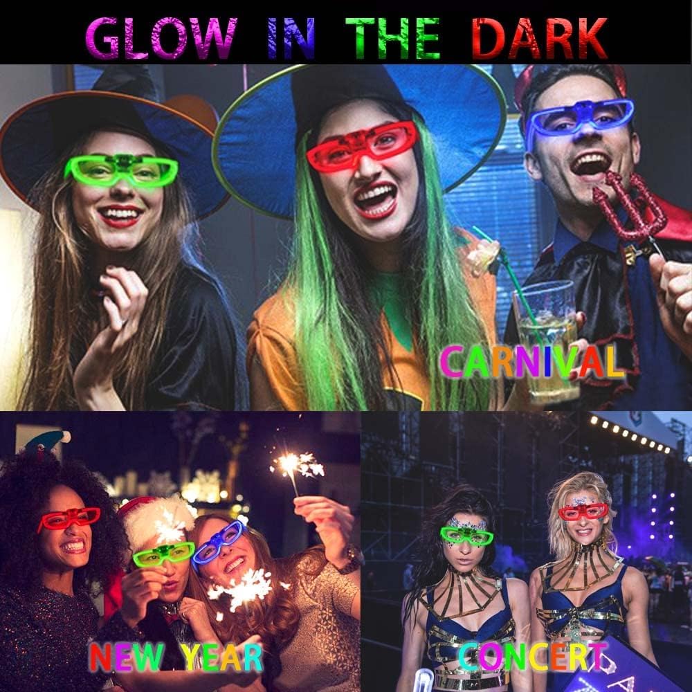 25 Packs LED Glasses Mardi Gras Party Supplies ,5 Neon Colors,3 Light Modes Light up Glow Sticks