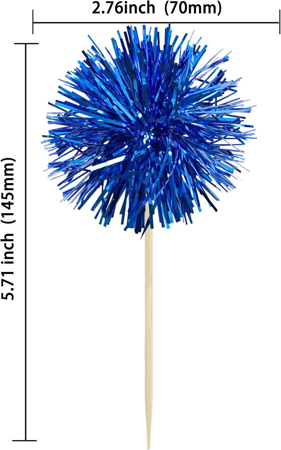 Gyufise 30Pcs Foil Firework Cupcake Toppers Sparkle Tinsel Cake Toppers Tinsel Drink Cake