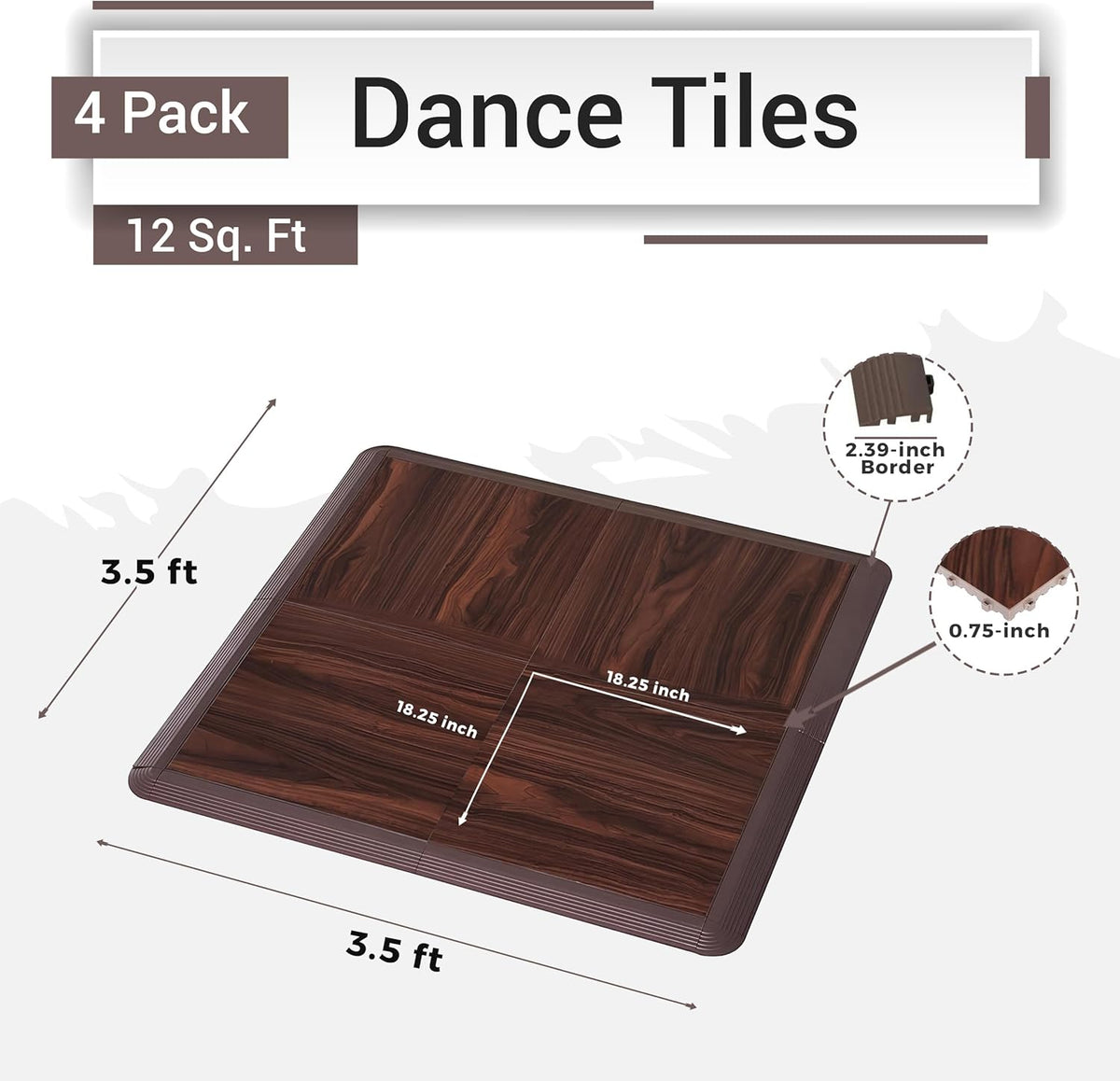 Dance Floor Tiles, Interlocking Dance Floor Tiles for Ballet, Tap, Jazz, and Irish Dance | Portable
