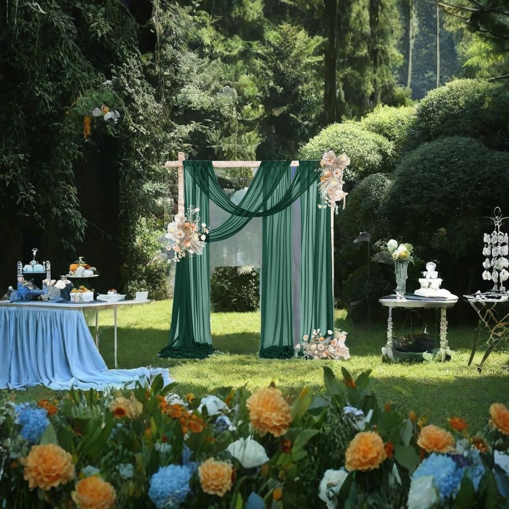 MLMW Christmas Wedding Arch Draping Fabric 1 Panel 29" x 20Ft Emerald Green Sheer Wedding Arch