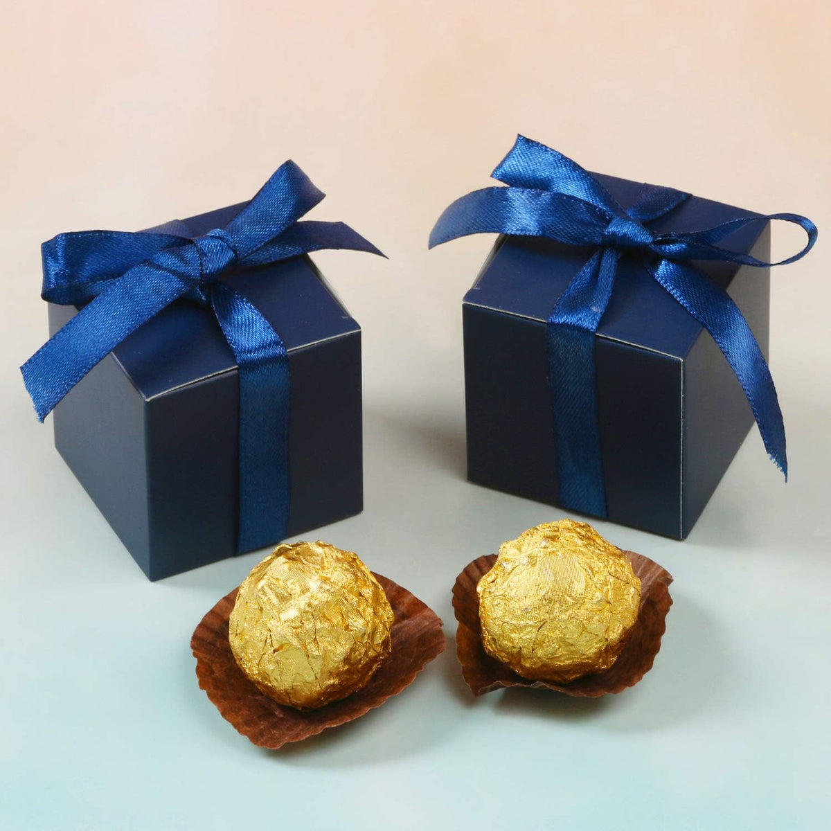 COTOPHER 60pcs Wedding Favor Boxes, Paper Gift Boxes 3x3x3 Inches Small Gift Boxes with Ribbons