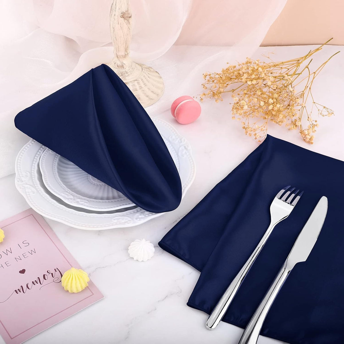 Aneco 16 Pack Square Satin Napkin Bright Silk Table Napkin Soft Smooth Fabric Table Napkin for