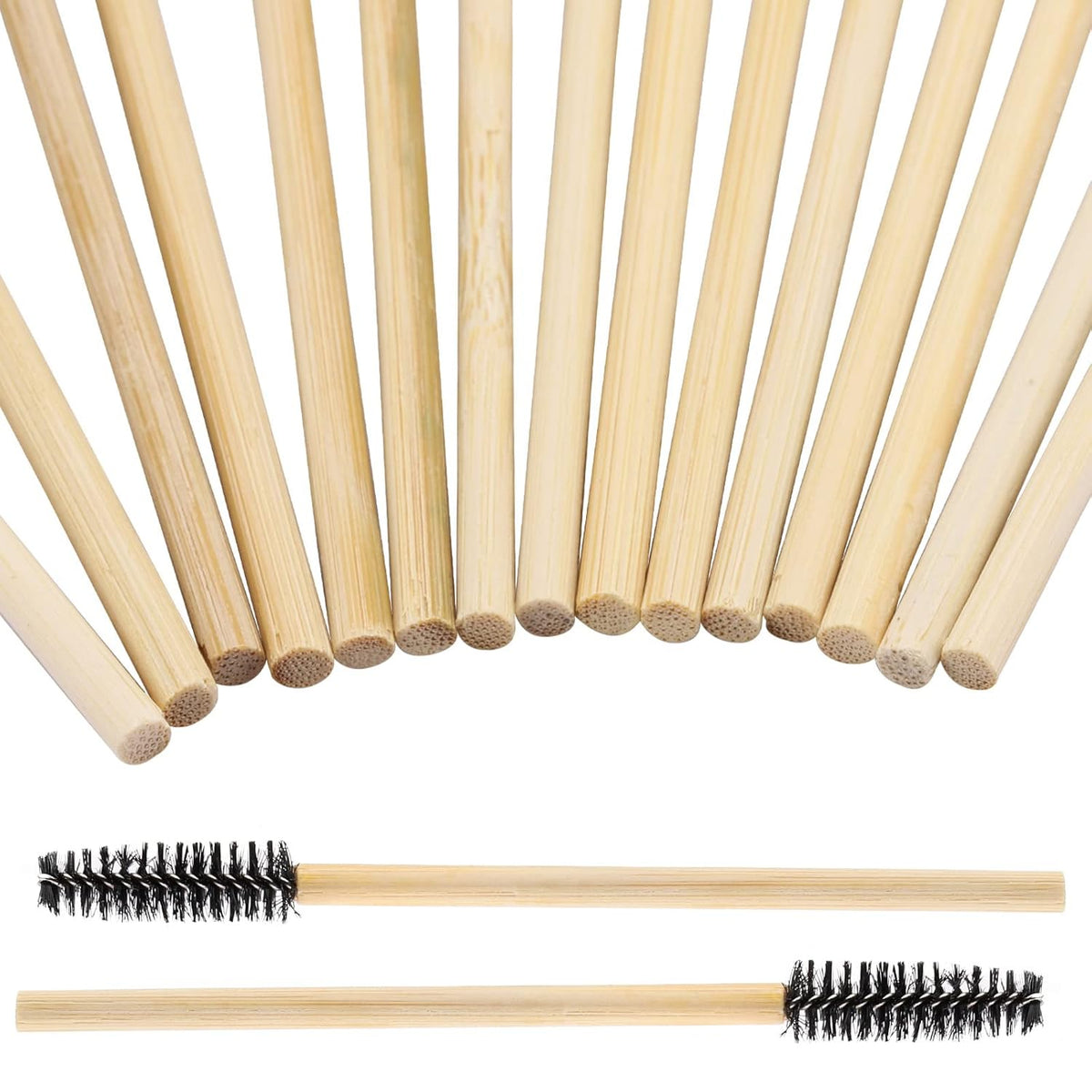 Tbestmax 150 Disposable Mascara Wands Eyelash Brush Spoolies for Eye Lash Extension Eyebrow Bamboo