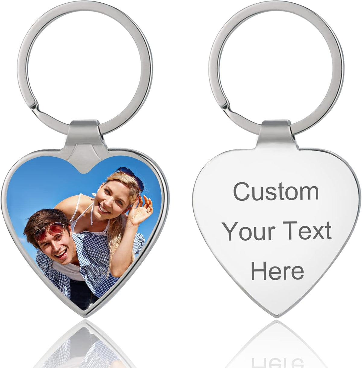 Personalized Custom Keychain with Picture - Turnable Double Sided Colorful Photo Key chains