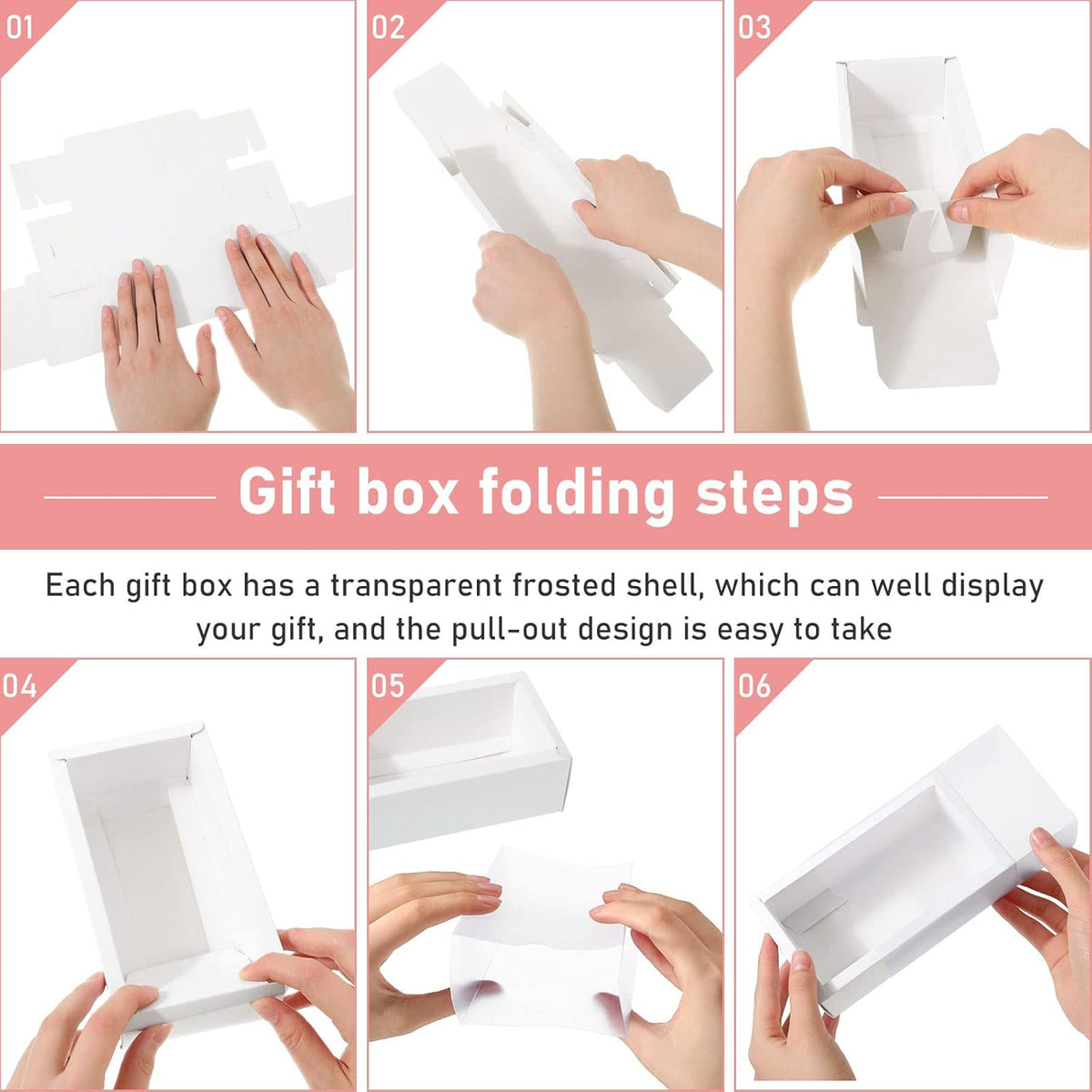 Roowest 50 Sets Kraft Soap Boxes Rectangle Packaging Box with Window Homemade Gift Box with Blank