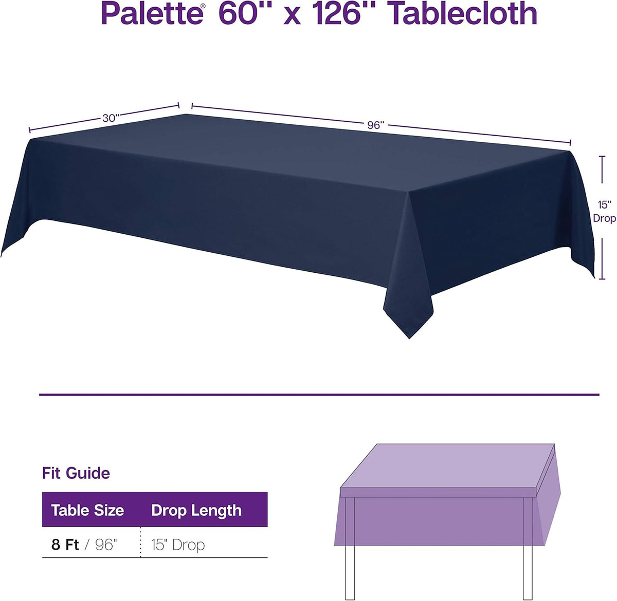 Gee Di Moda Rectangle Tablecloth - 60 x 126 Inch Caribbean Table Cloth for 8 Foot Rectangle Table