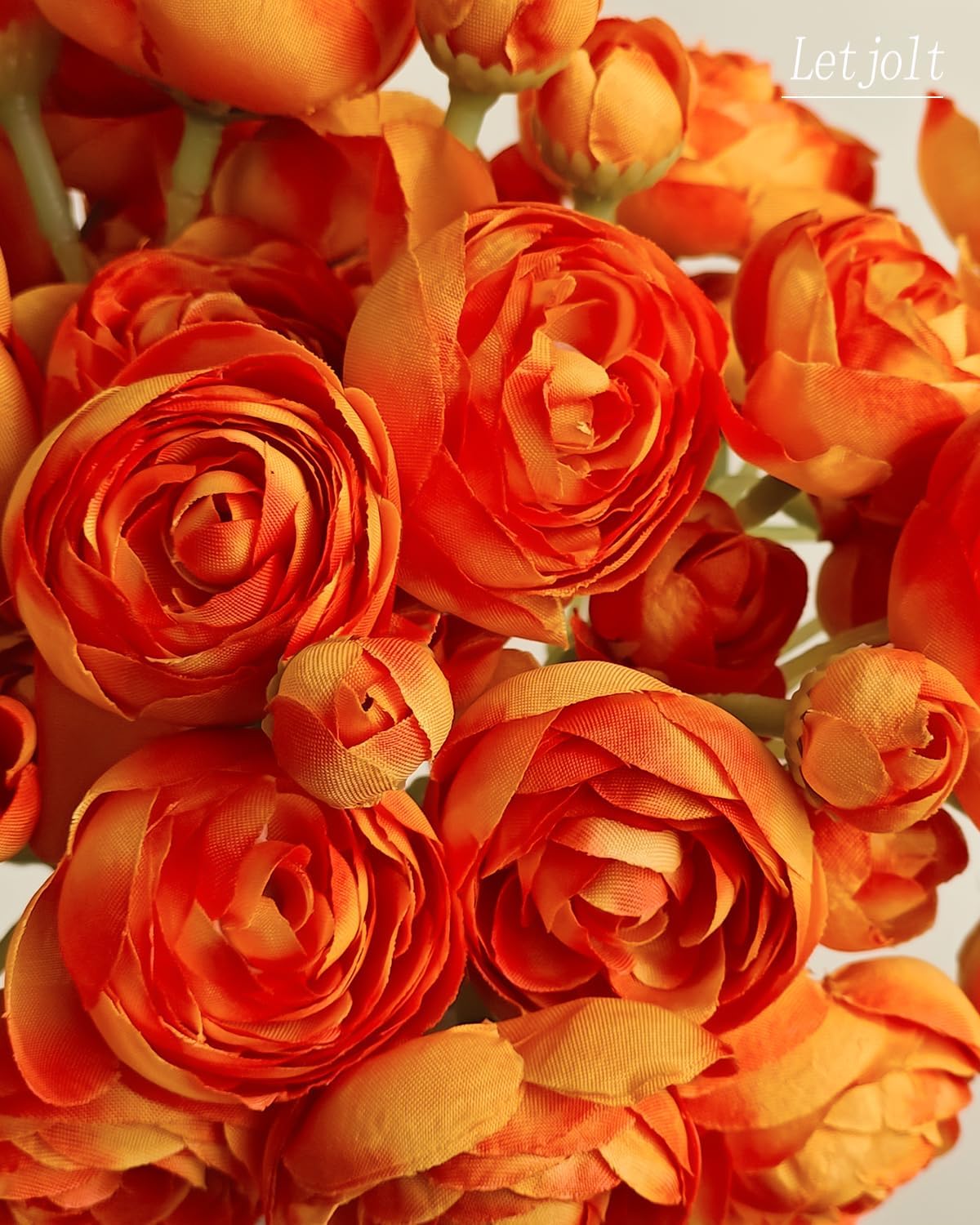 Letjolt Ranunculus Artificial Flower 18 Pcs Orange Silk Ranunculus Wedding Bouquet Engagement