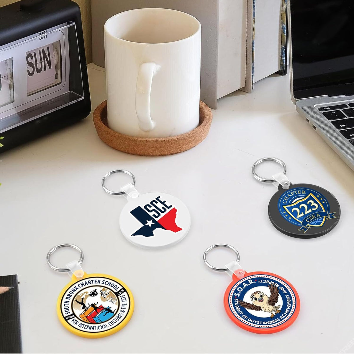 Custom Round Soft Keychains 200 Pack, Personalized Logo, Text Bulk - Perfect for Tradeshows, Party